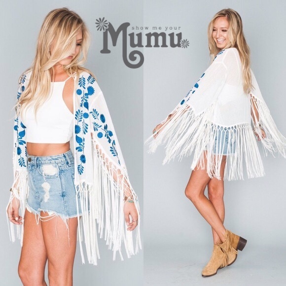 SMYM Mellow - Boho Cascade Fringe Kimono Wrap - Picture 1 of 12